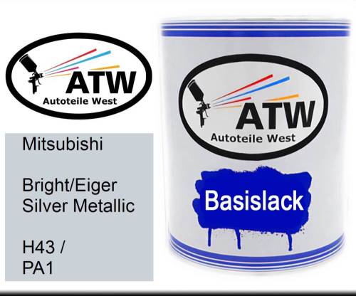 Mitsubishi, Bright/Eiger Silver Metallic, H43 / PA1: 1L Lackdose, von ATW Autoteile West.